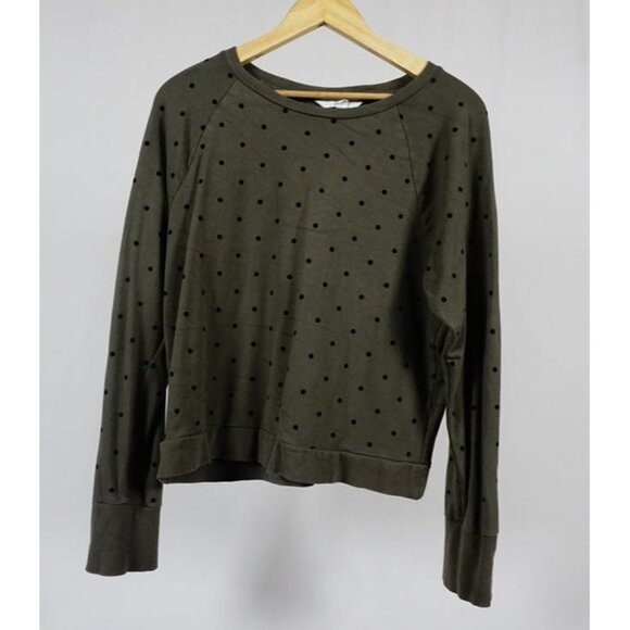 BB Dakota Women's Medium Olive Green Polka Dot Long Sleeve Shirt - Picture 1 of 6